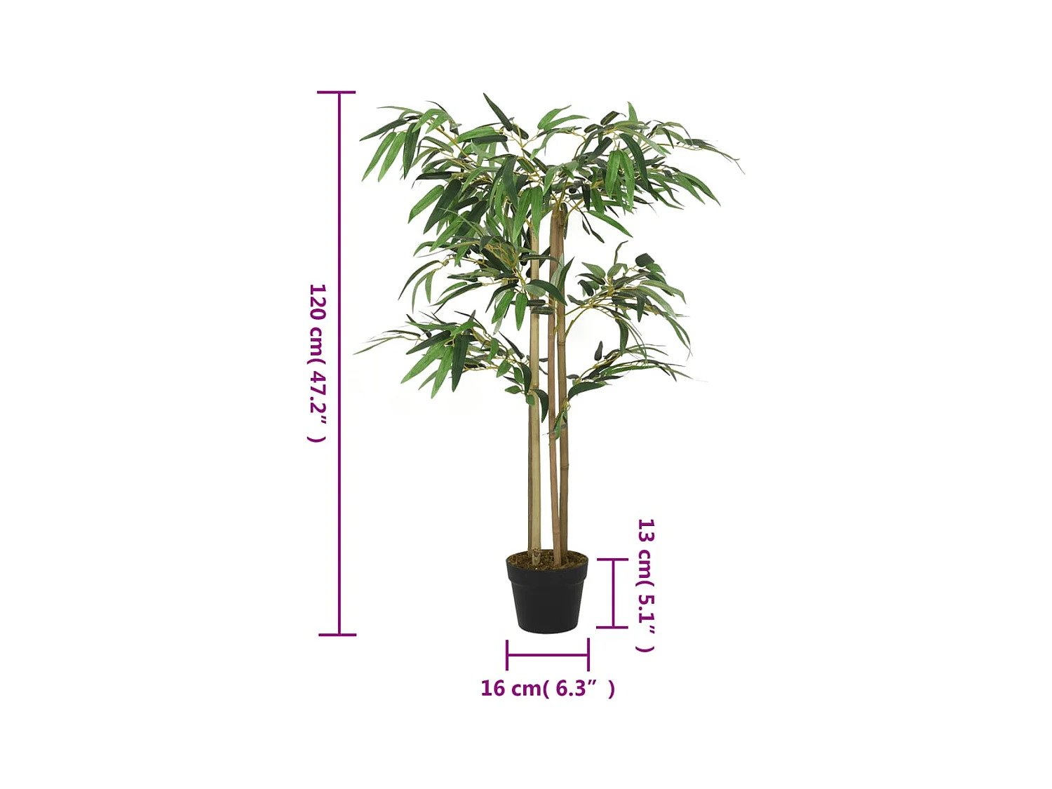 Bambú artificial 760 hojas 120 cm verde
