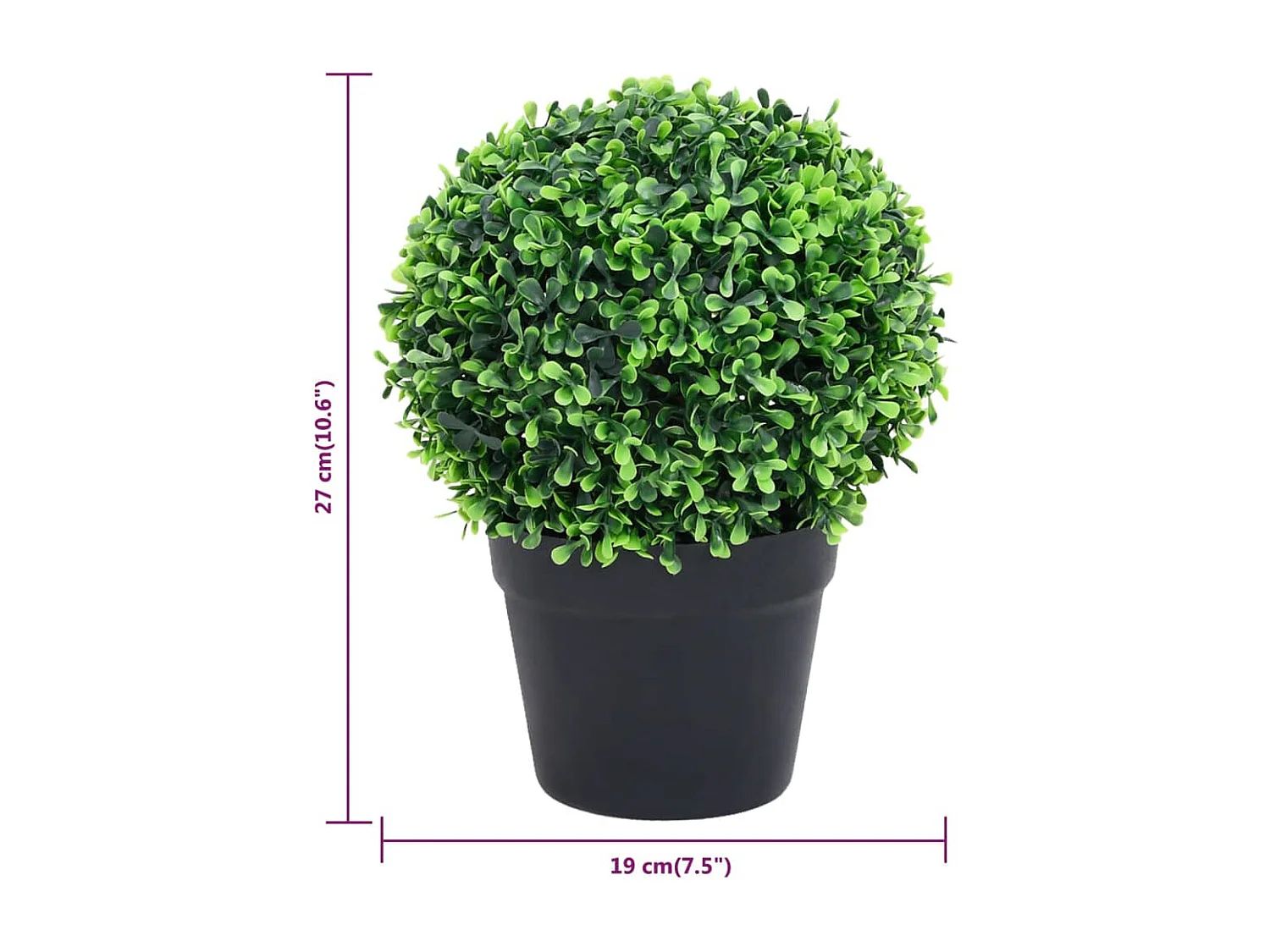 Piante di bosso artificiali 2 pezzi con vasi a sfera verde 27 cm