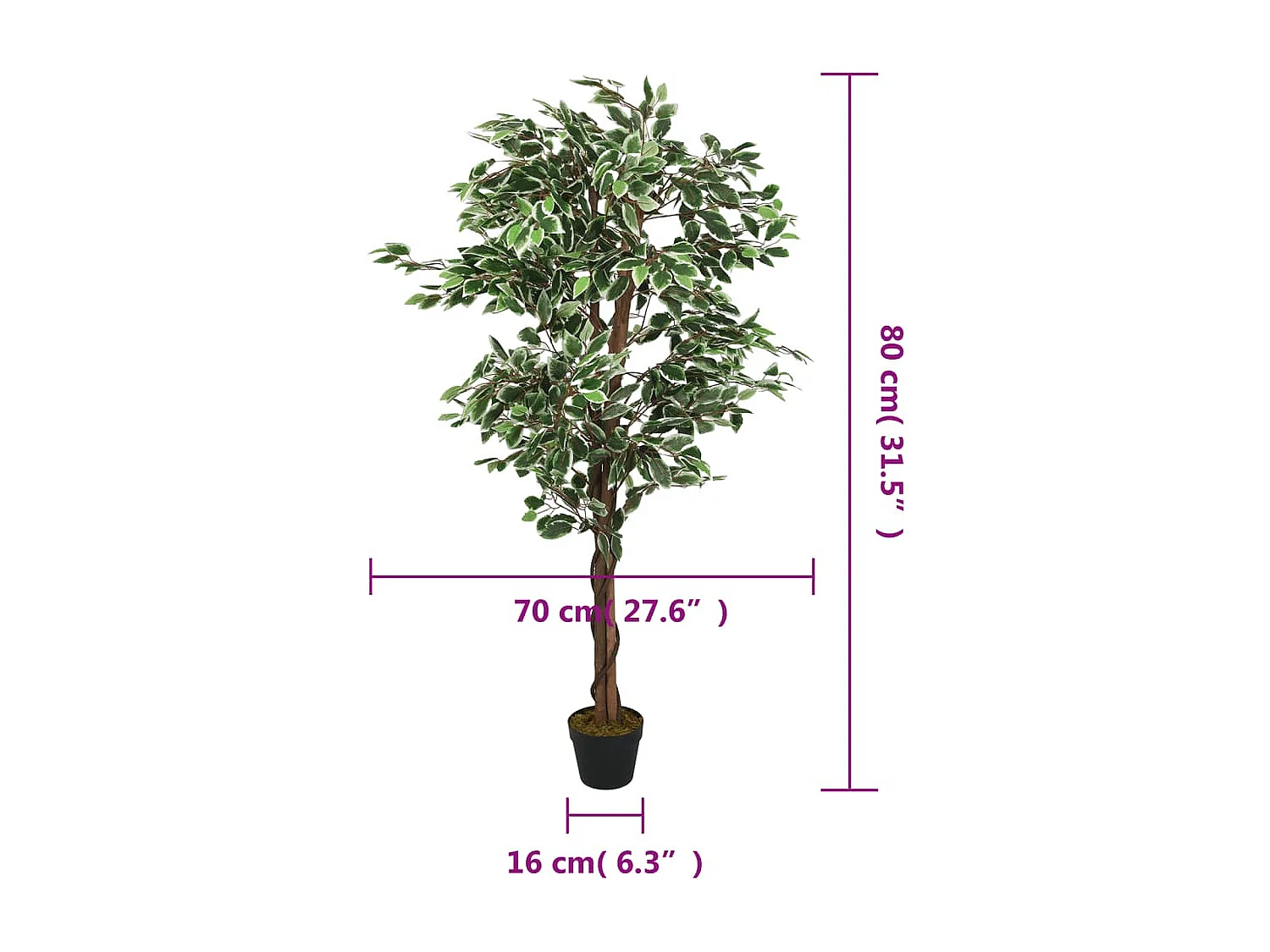 Ficus artificial 378 hojas 80 cm verde