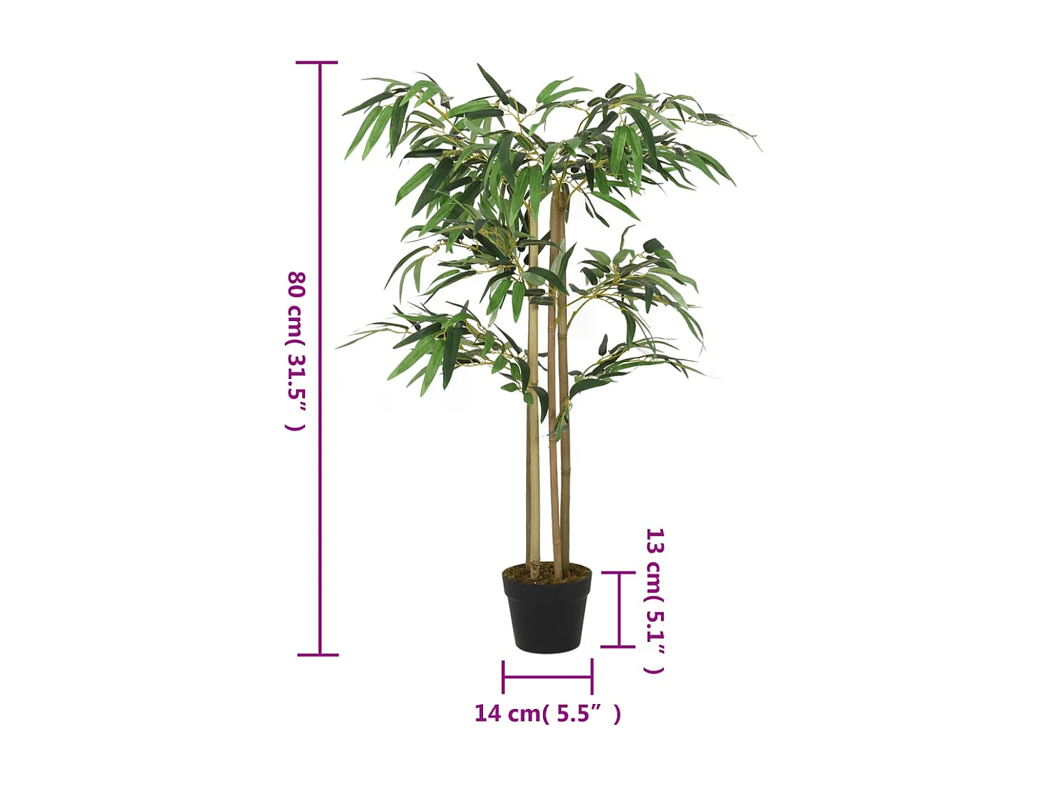 Bambù artificiale 380 foglie 80 cm verde