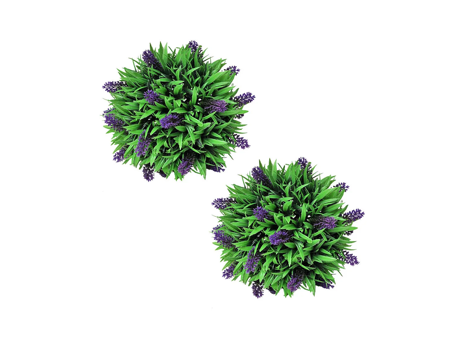 Set di 2 palline di bosso artificiale con lavanda 28 cm