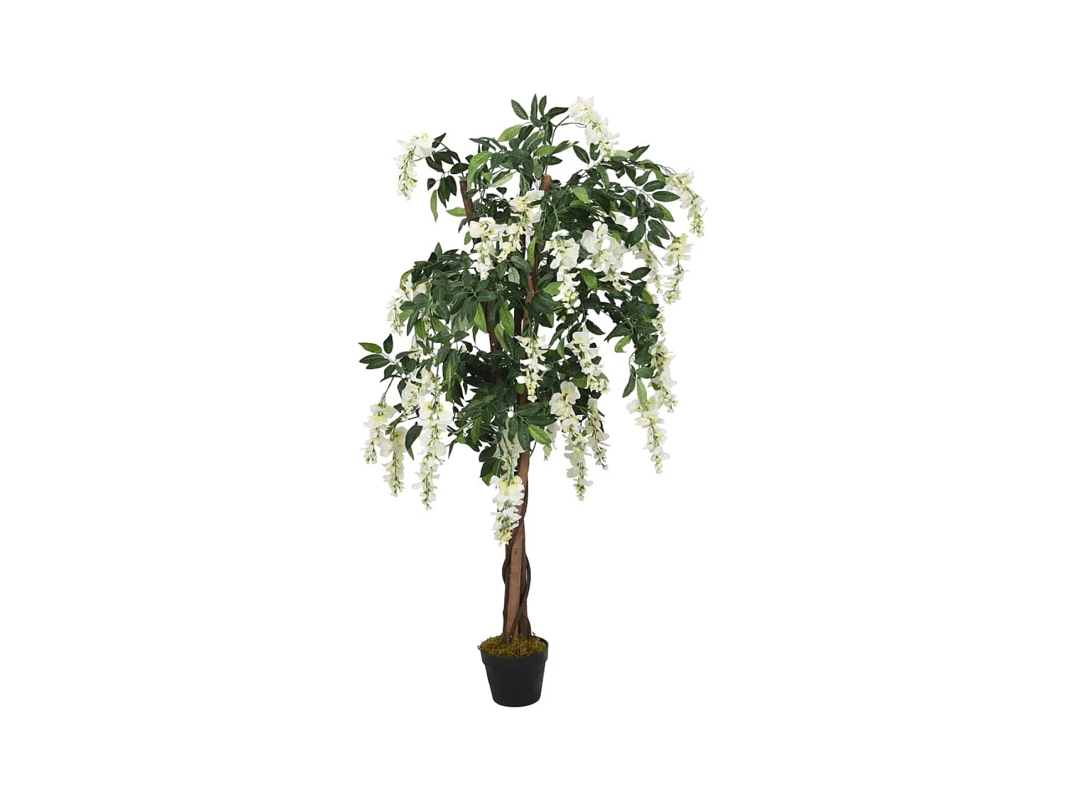 Glicine artificiale 560 foglie 80 cm verde e bianco