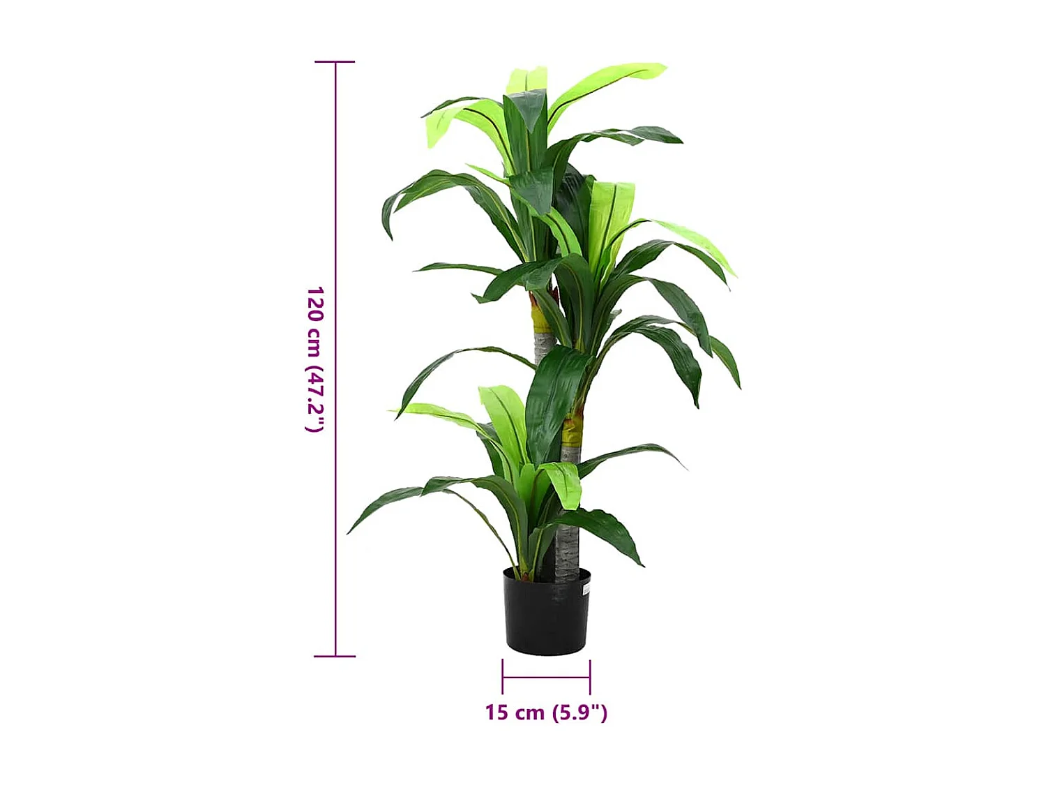 Albero artificiale di dracena 36 foglie 120 cm verde