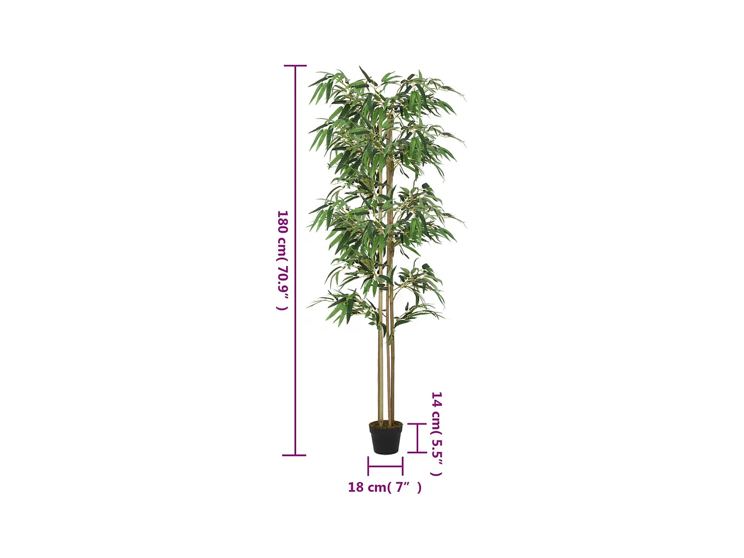 Bambú artificial 1216 hojas 180 cm verde