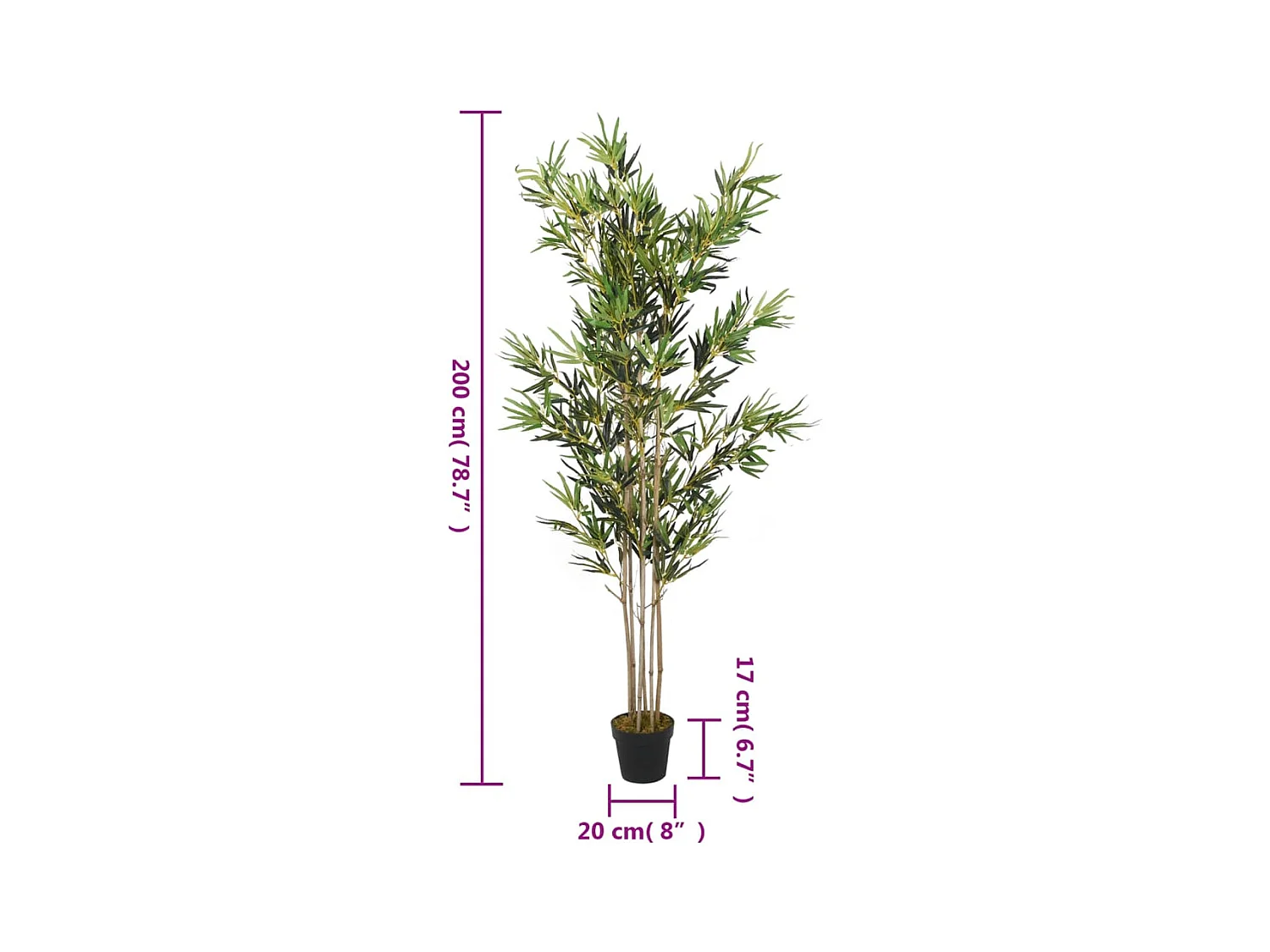 Bambú artificial 1380 hojas 200 cm verde