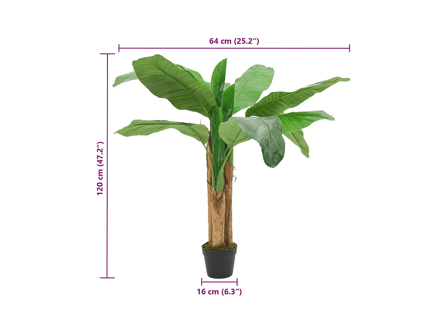 Banano artificiale 9 foglie 120 cm verde