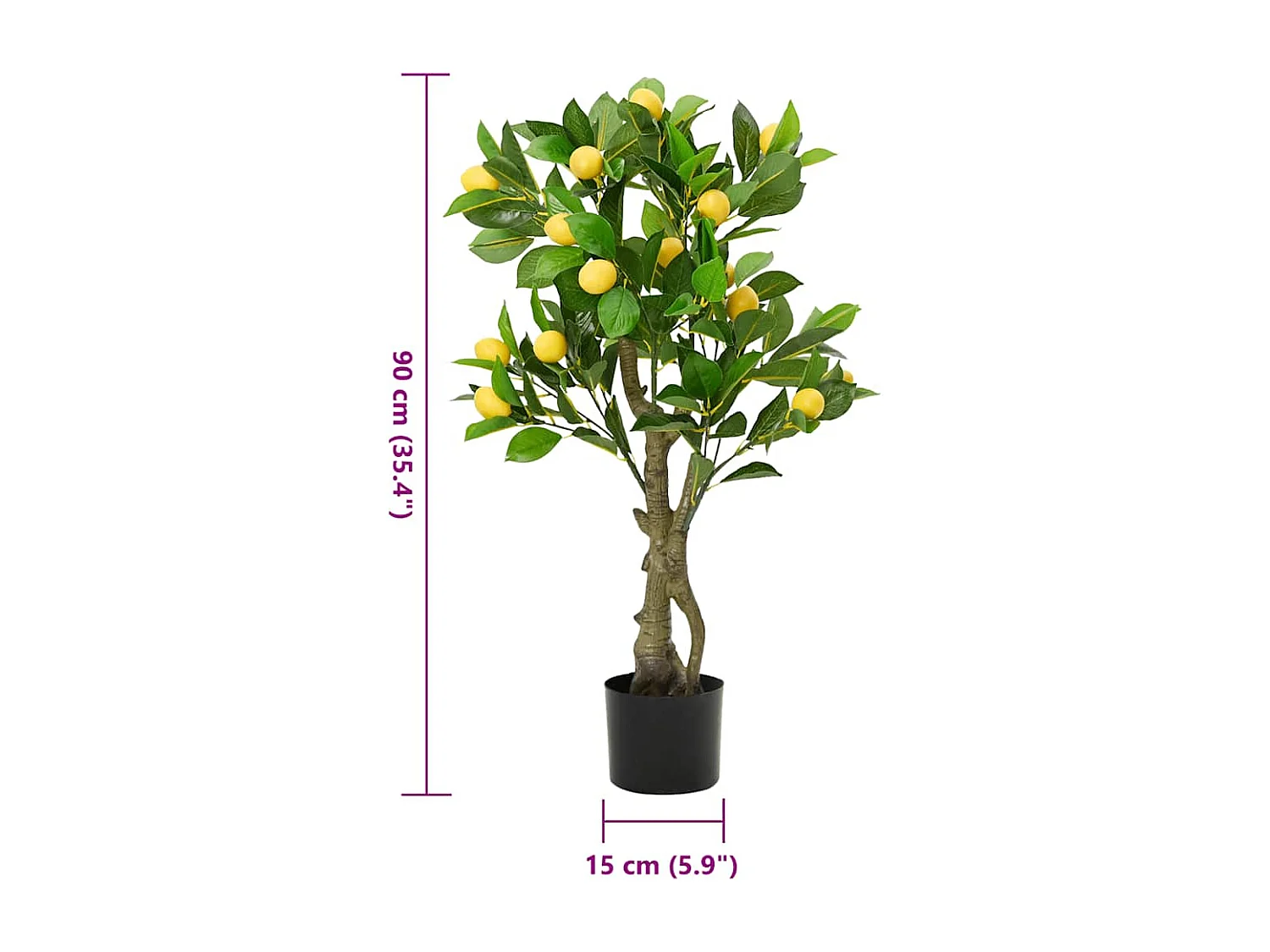 Albero di limone artificiale 234 foglie 90 cm verde