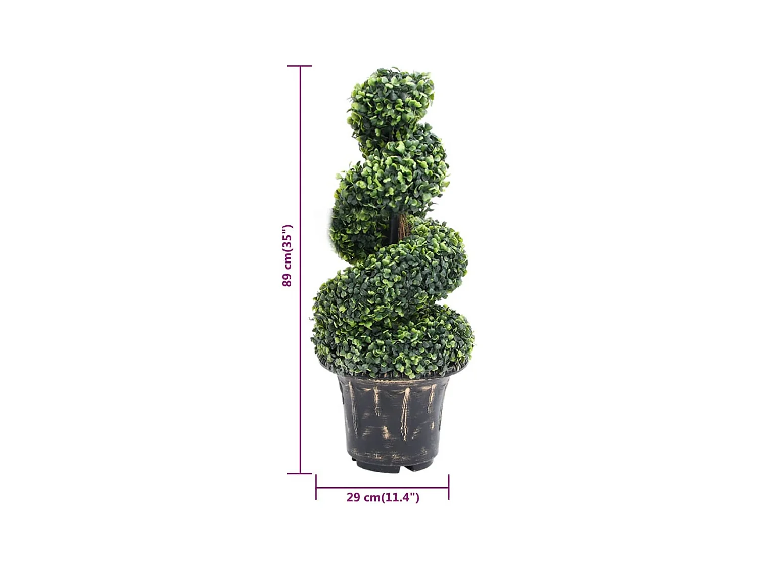 Plante de buis artificiel en spirale avec pot Vert 89 cm