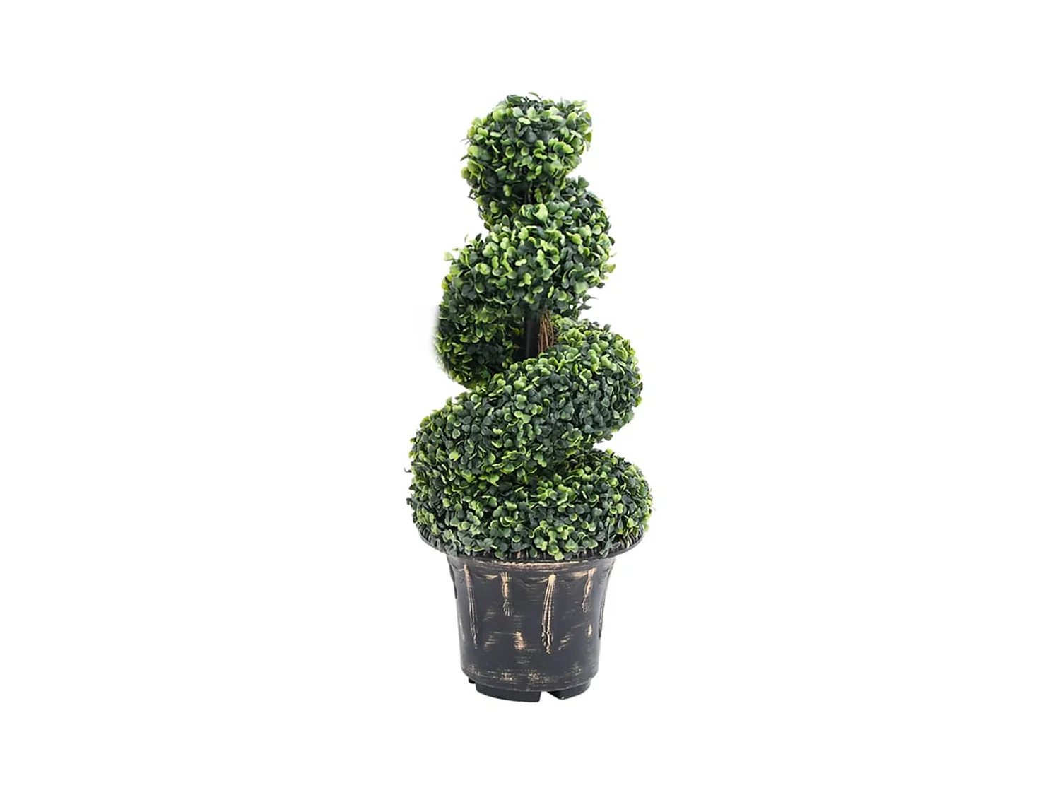 Pianta artificiale di bosso a spirale con vaso verde 89 cm
