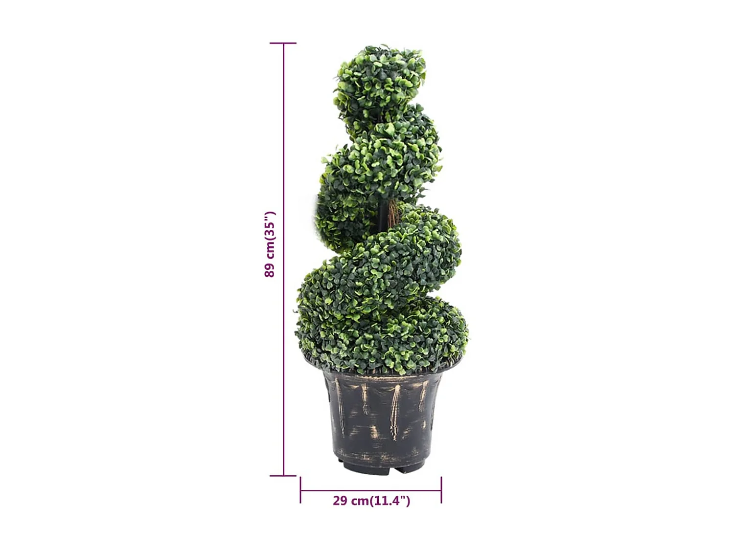 Künstliche Spiral-Buchsbaumpflanze mit grünem Topf, 89 cm
