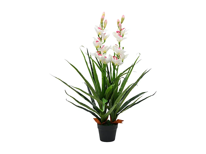 Pianta artificiale di orchidea Cymbidium con vaso da 100 cm verde