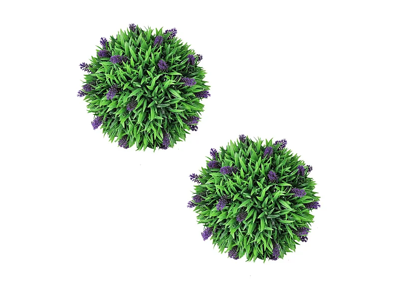 Juego de 2 bolas artificiales de boj con lavanda de 30 cm