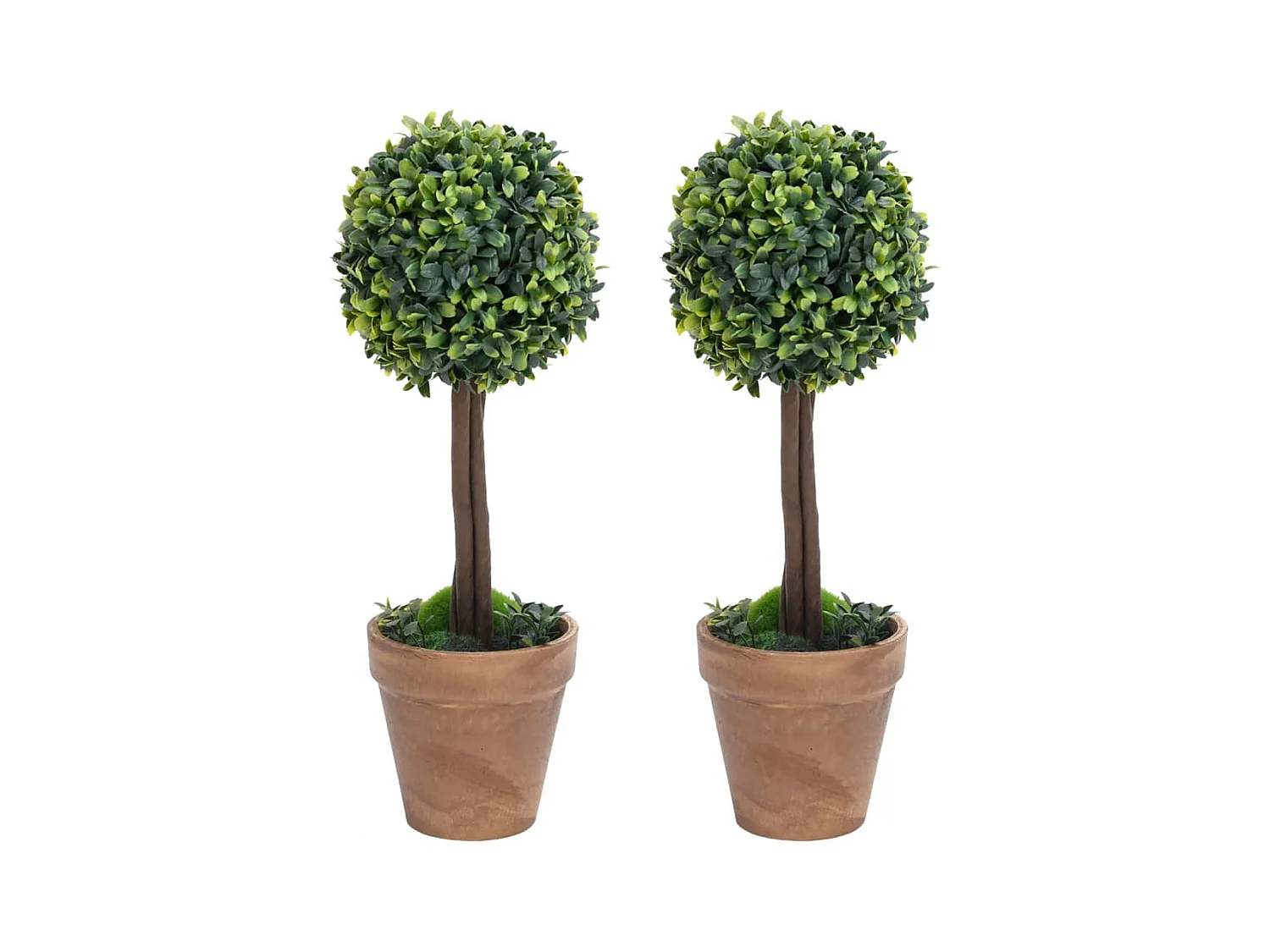 Plantes de buis artificiel 2 pcs avec pots Boule Vert 33 cm