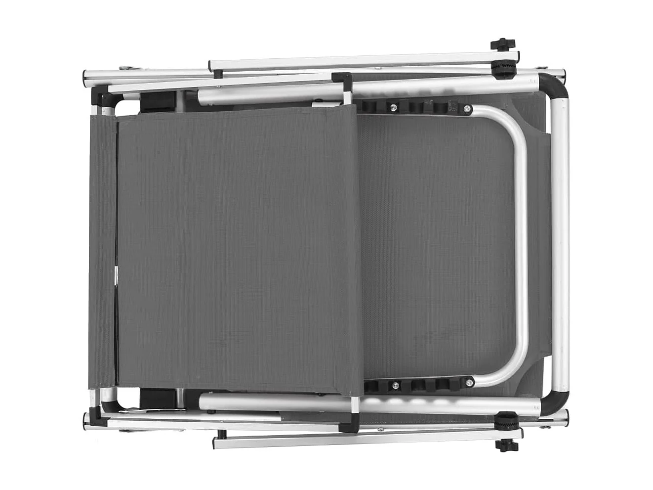 Sdraio pieghevole con tetto in alluminio e textilene grigio