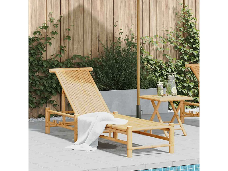 Chaise longue de bambú 55x199x30 cm