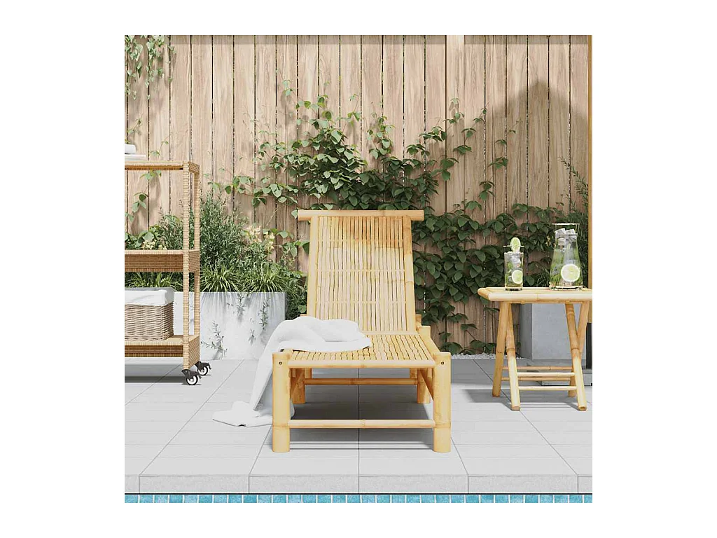 Chaise longue in bambù 55x199x30 cm