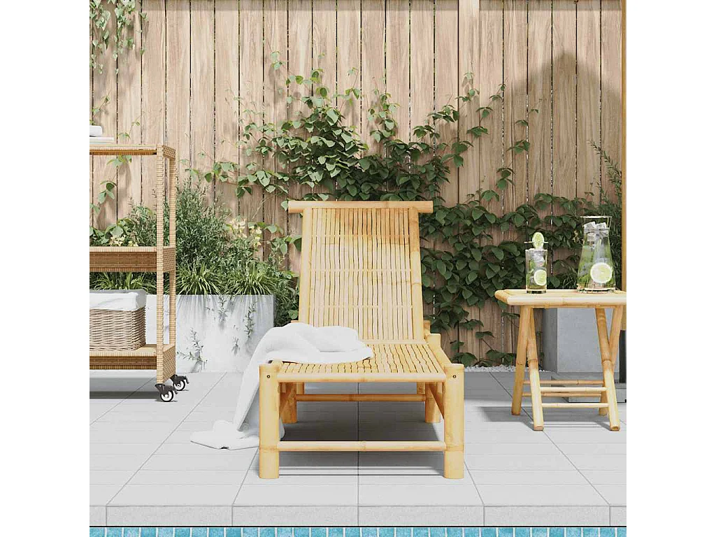 Chaise longue 55x199x30 cm bambou