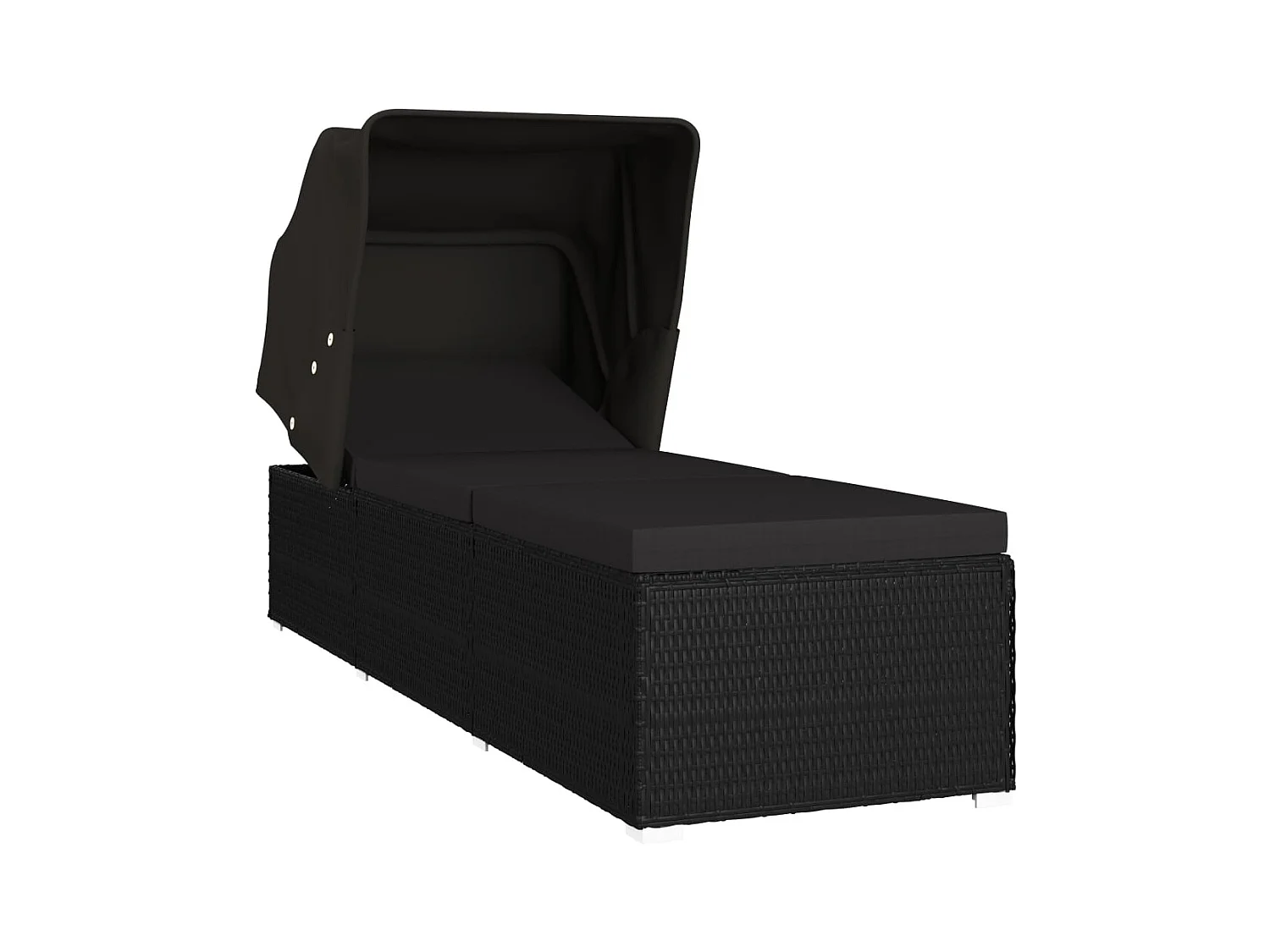 Loungestoel met baldakijn en kussen Zwart geweven hars