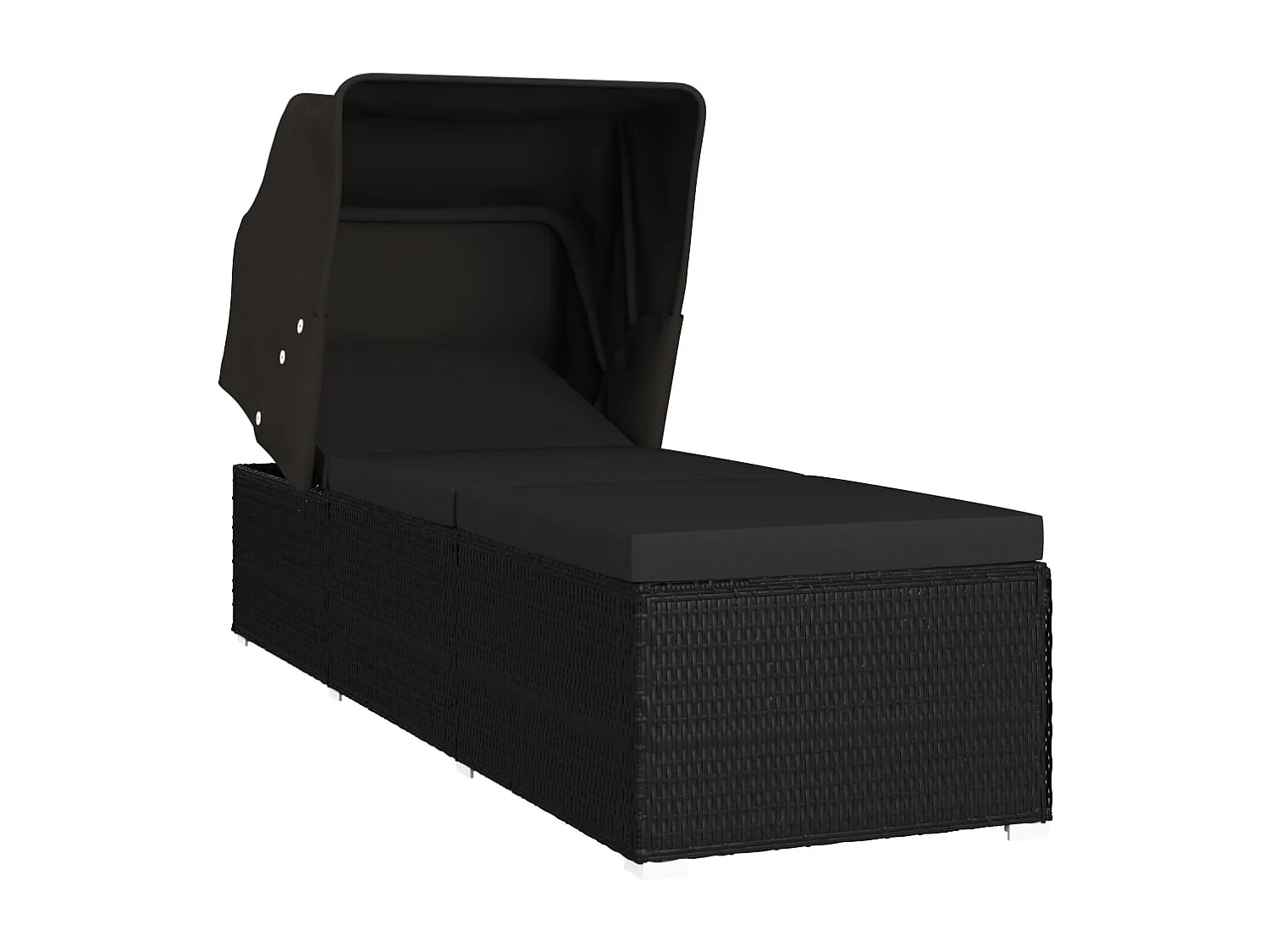 Poltrona con baldacchino e cuscino in resina intrecciata nera