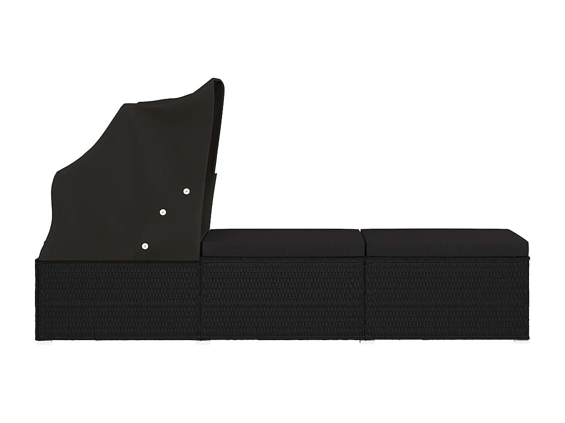 Poltrona con baldacchino e cuscino in resina intrecciata nera