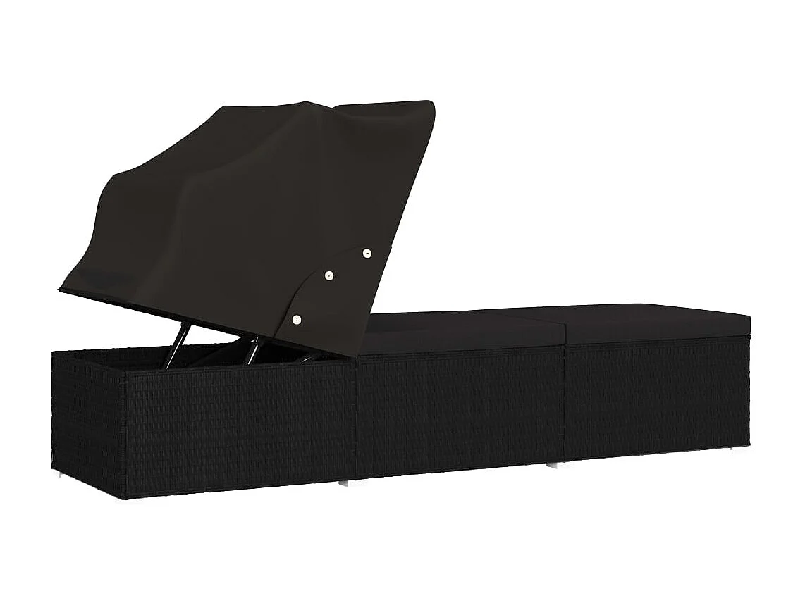 Poltrona con baldacchino e cuscino in resina intrecciata nera