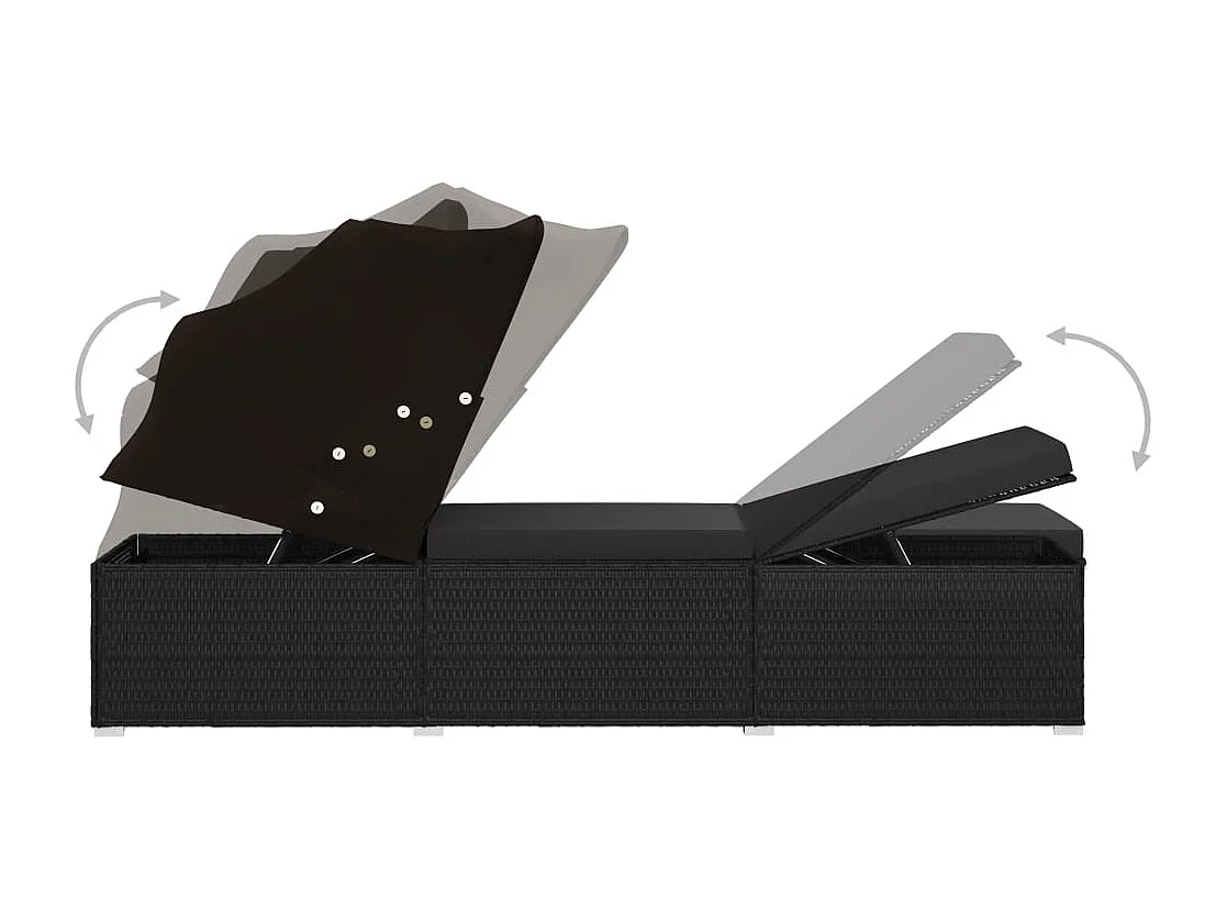 Poltrona con baldacchino e cuscino in resina intrecciata nera