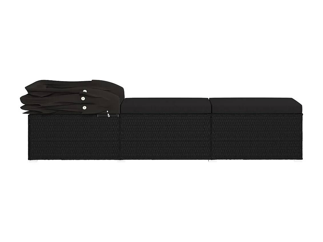 Poltrona con baldacchino e cuscino in resina intrecciata nera