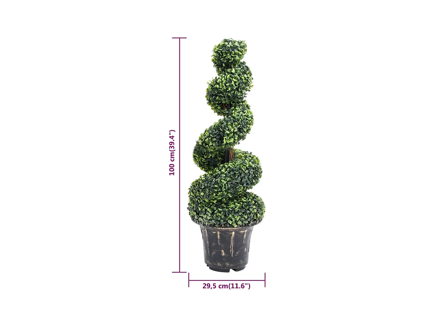 Plante de buis artificiel en spirale avec pot Vert 100 cm