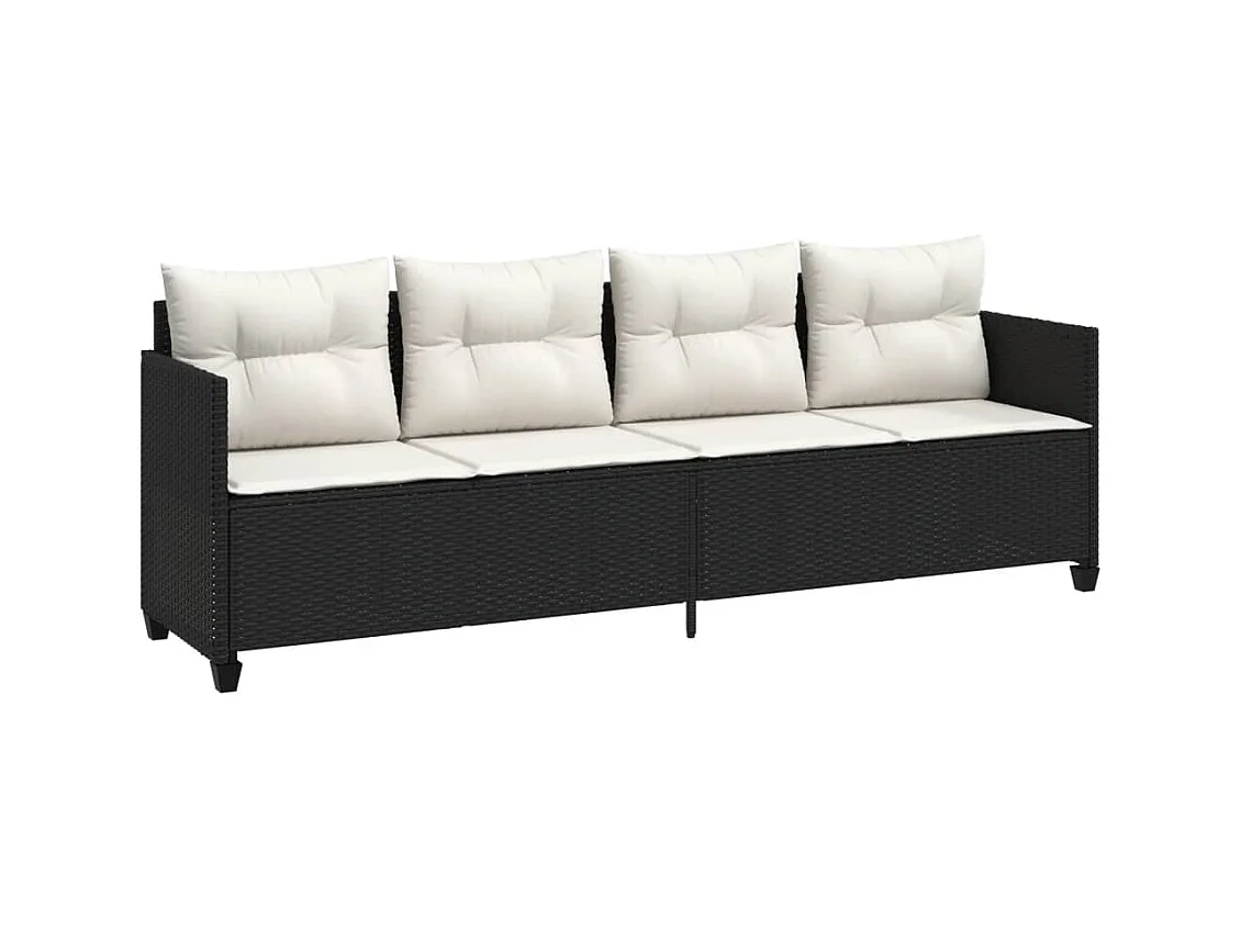 Chaise longue met zwarte kunsthars rieten kussens