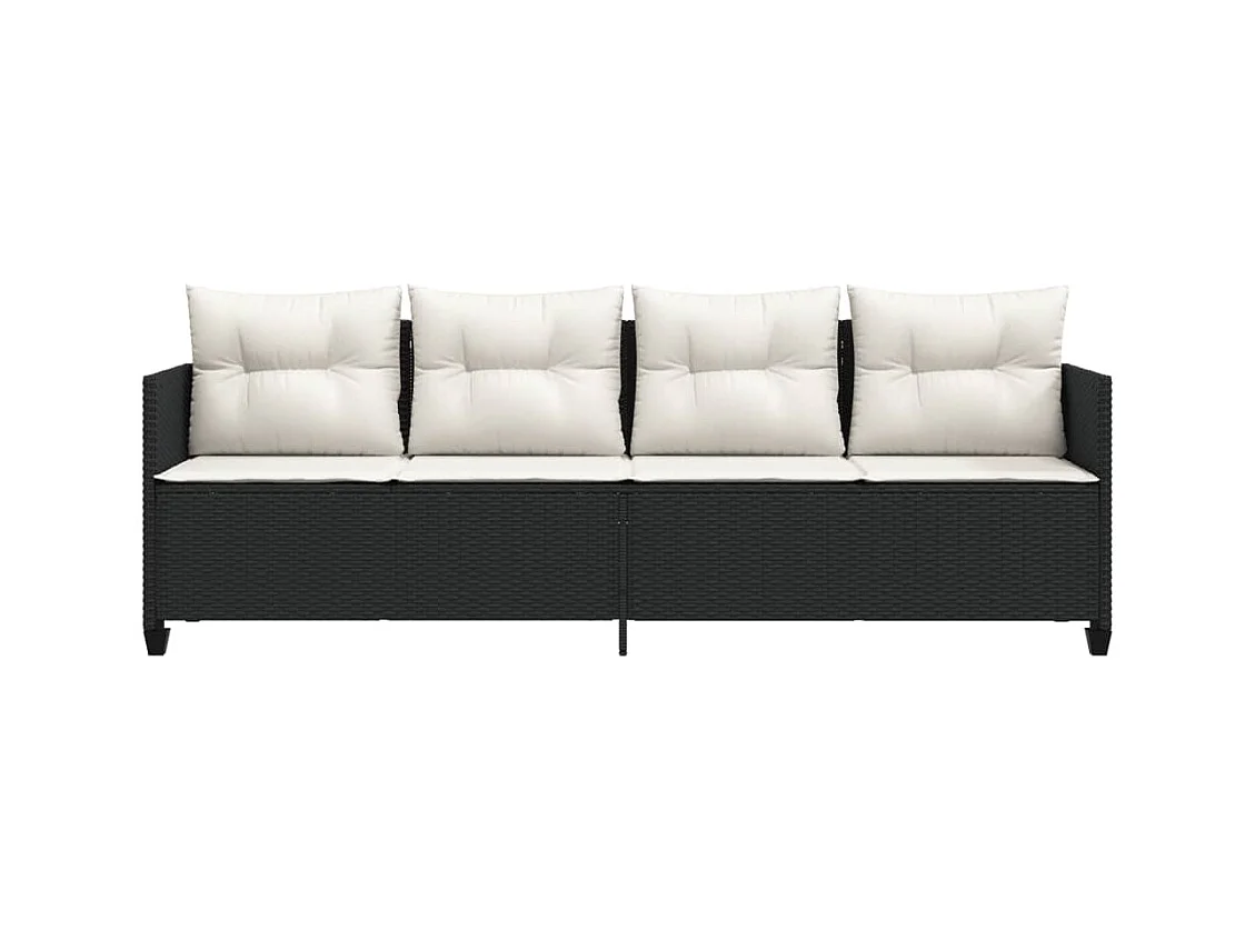 Chaise longue met zwarte kunsthars rieten kussens