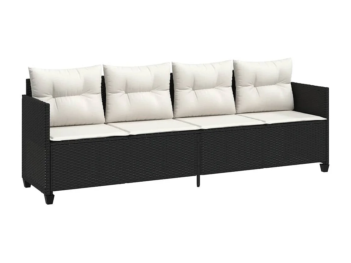 Chaise longue con cuscini in vimini di resina nera