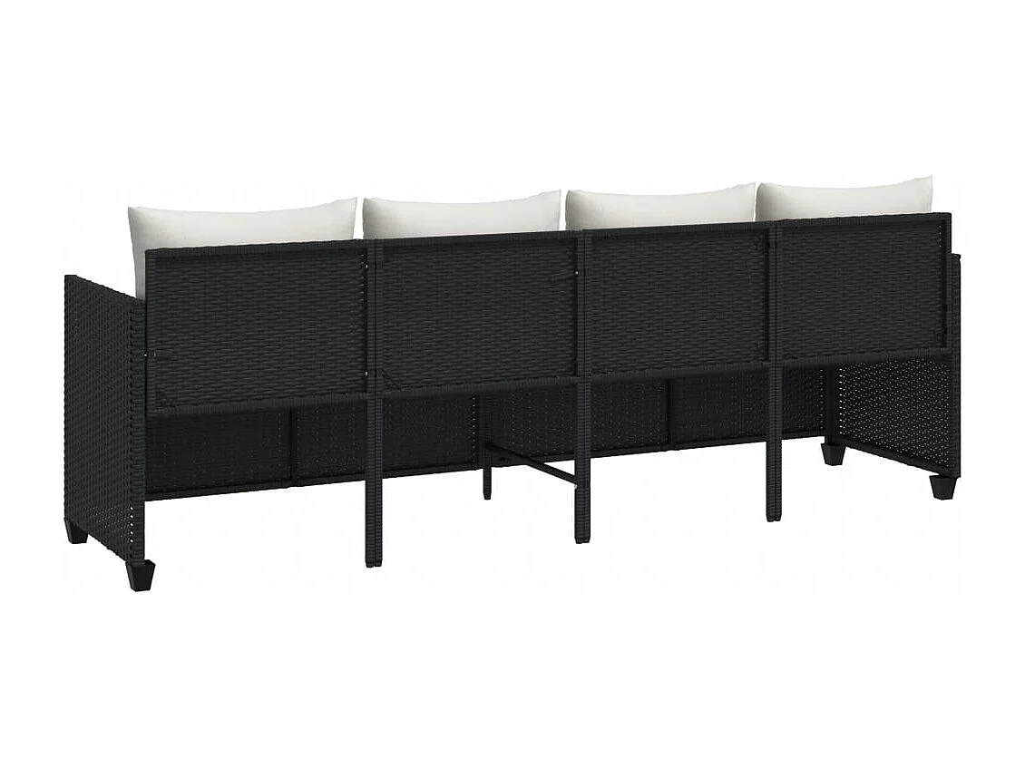 Chaise longue con cuscini in vimini di resina nera