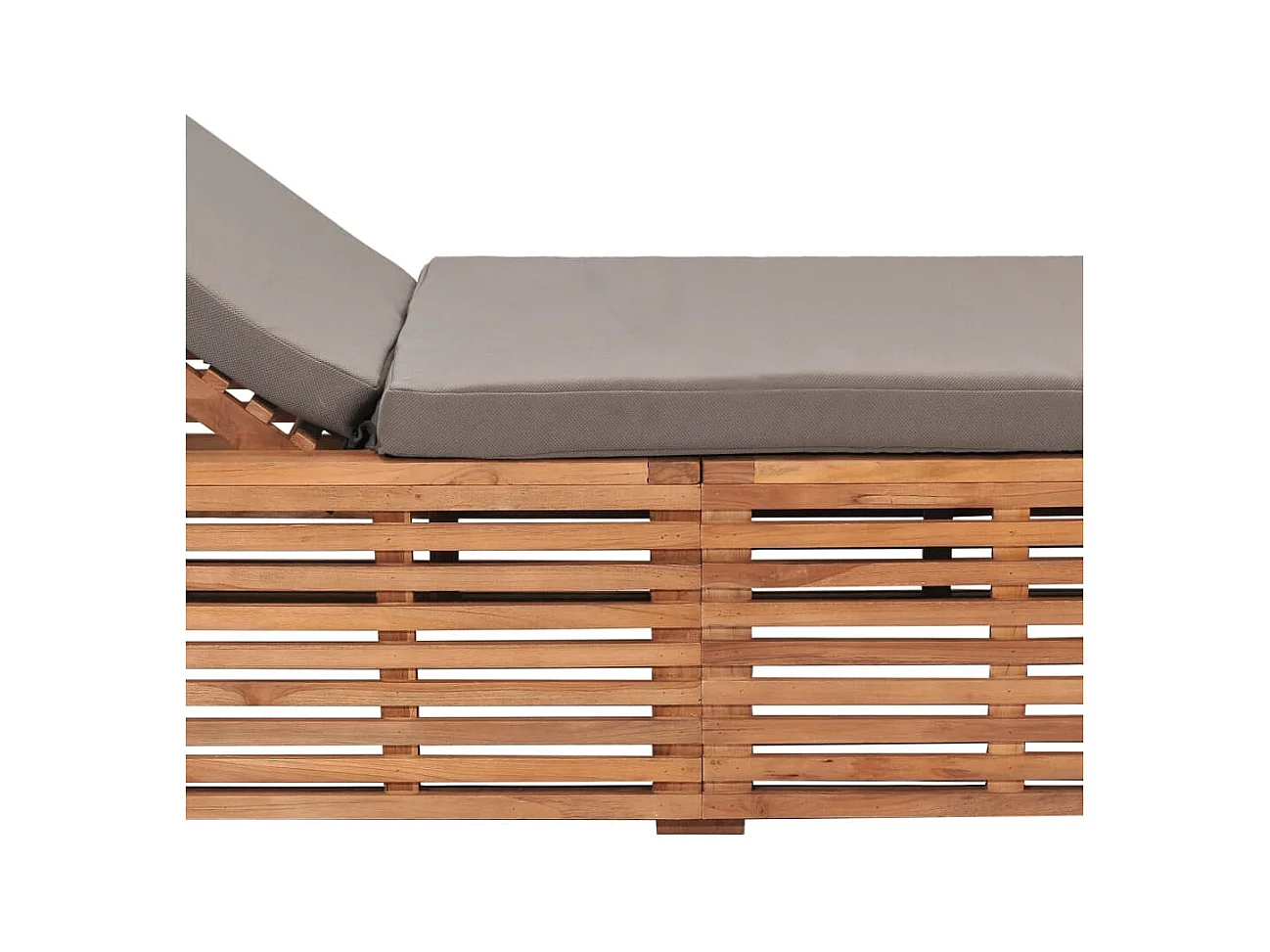 Chaise longue met donkergrijs kussen Massief teakhout