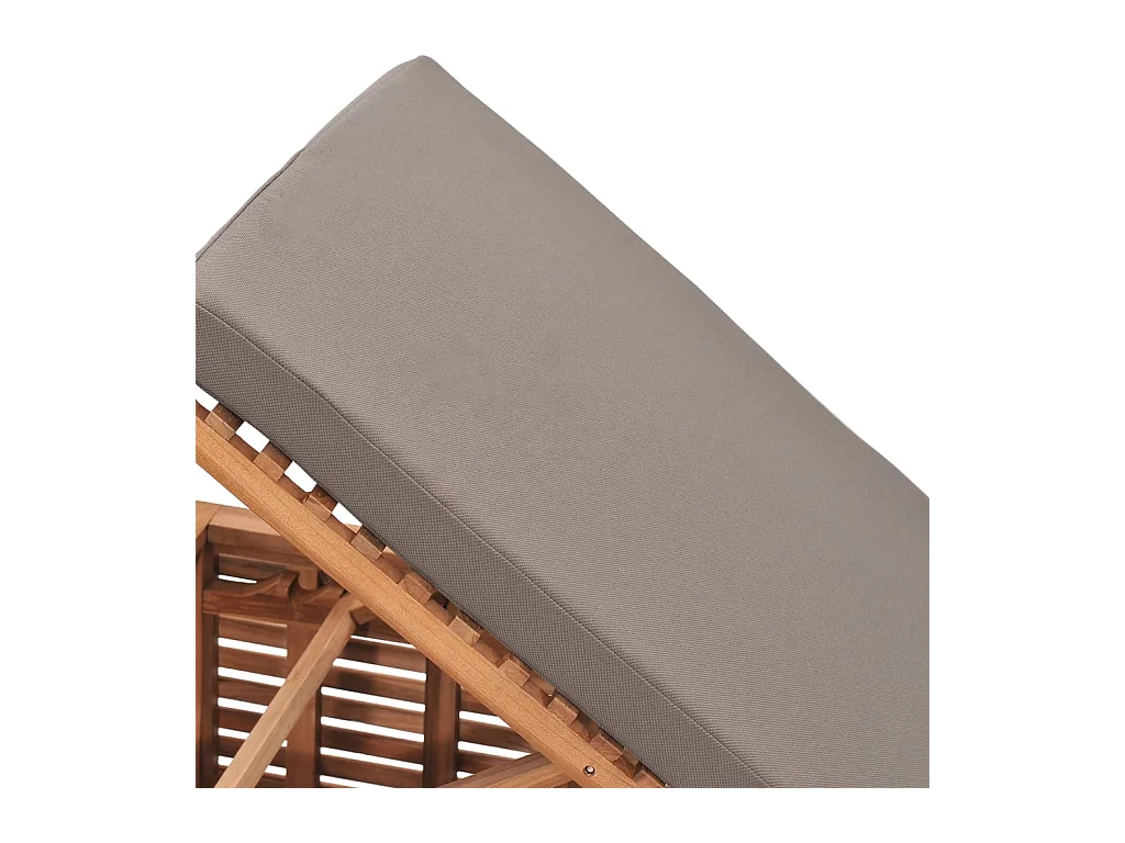 Chaise longue met donkergrijs kussen Massief teakhout