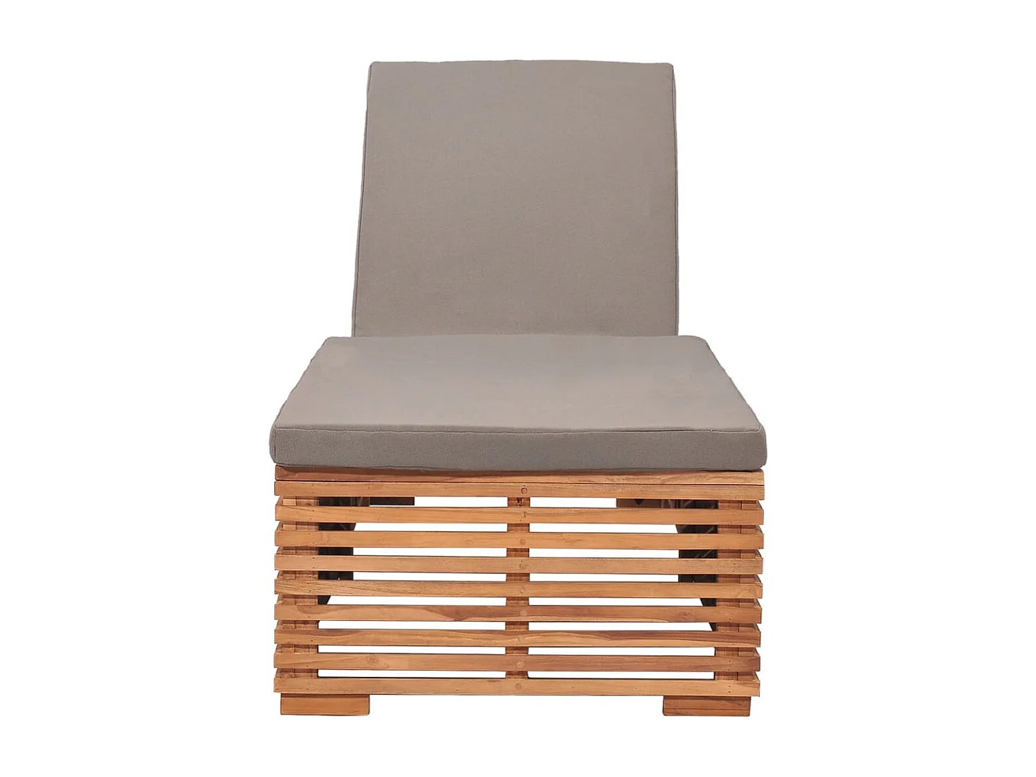 Chaise longue avec coussin gris foncé Bois de teck solide