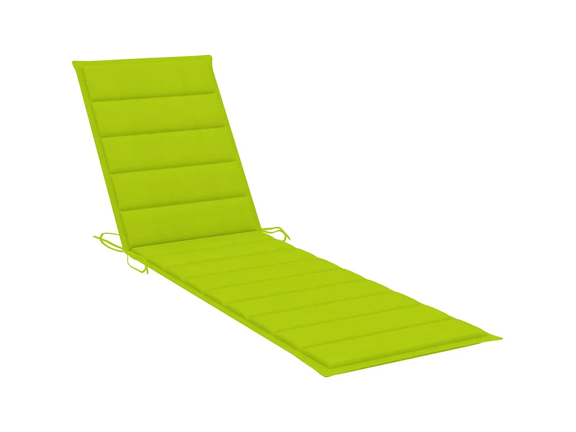 Chaise longue avec coussin vert vif Bois de teck solide