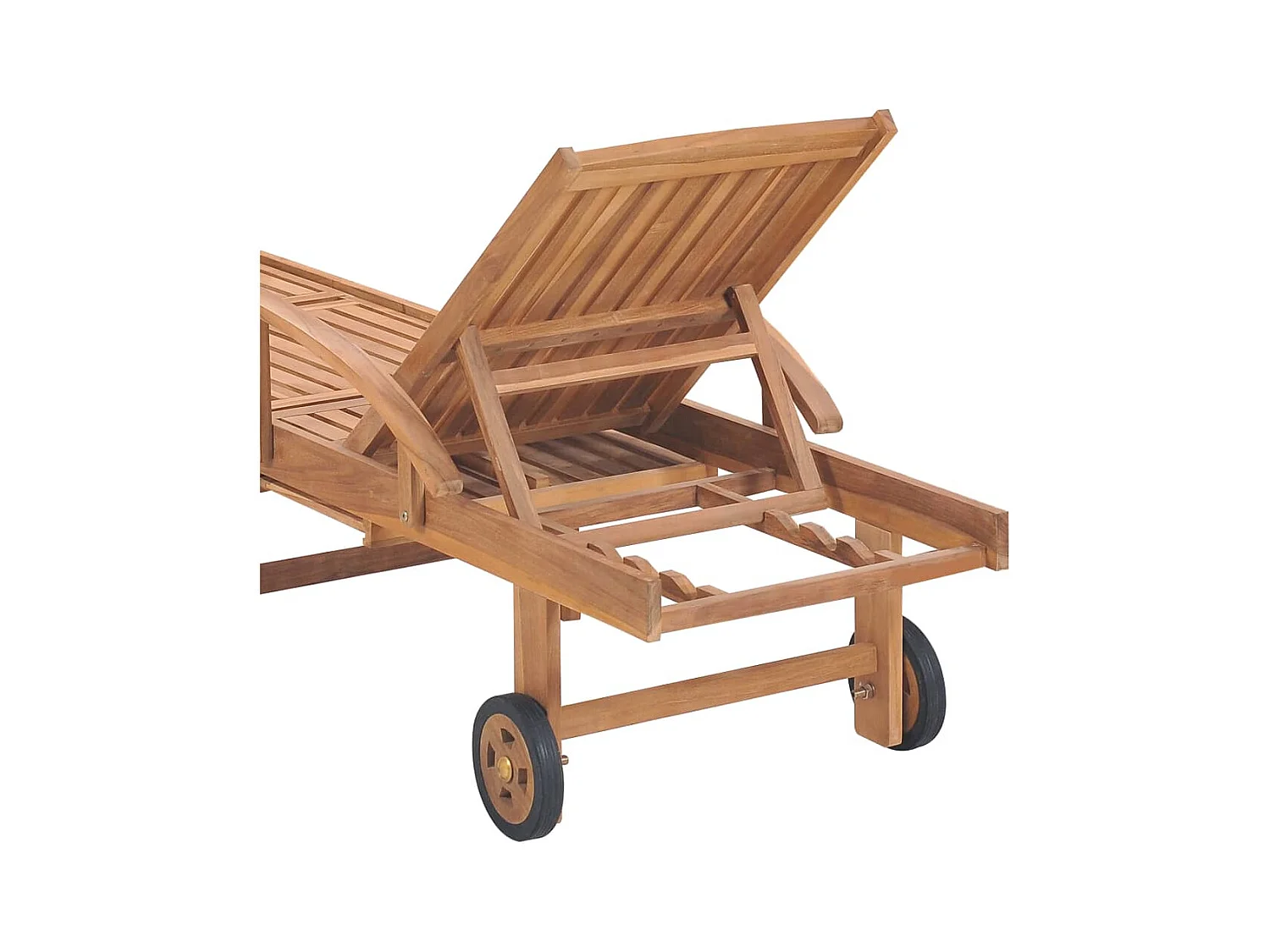 Chaise longue avec coussin vert vif Bois de teck solide