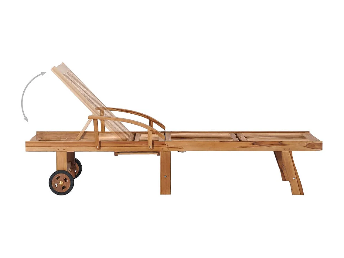 Chaise longue avec coussin vert vif Bois de teck solide