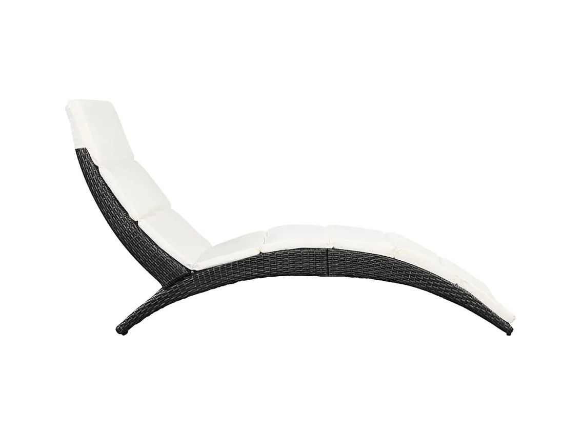 Sillón plegable con cojín de resina tejida negra