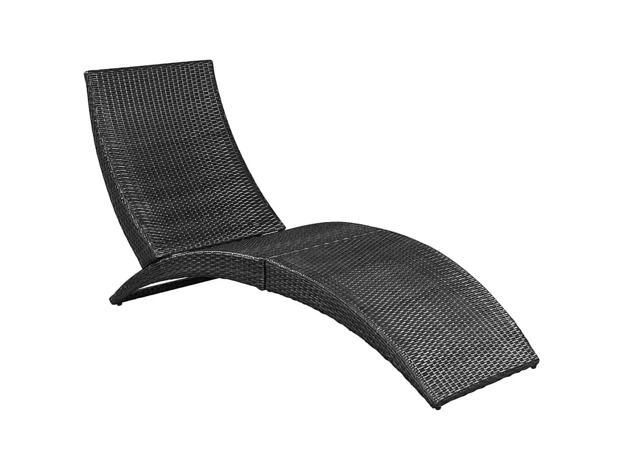 Sillón plegable con cojín de resina tejida negra