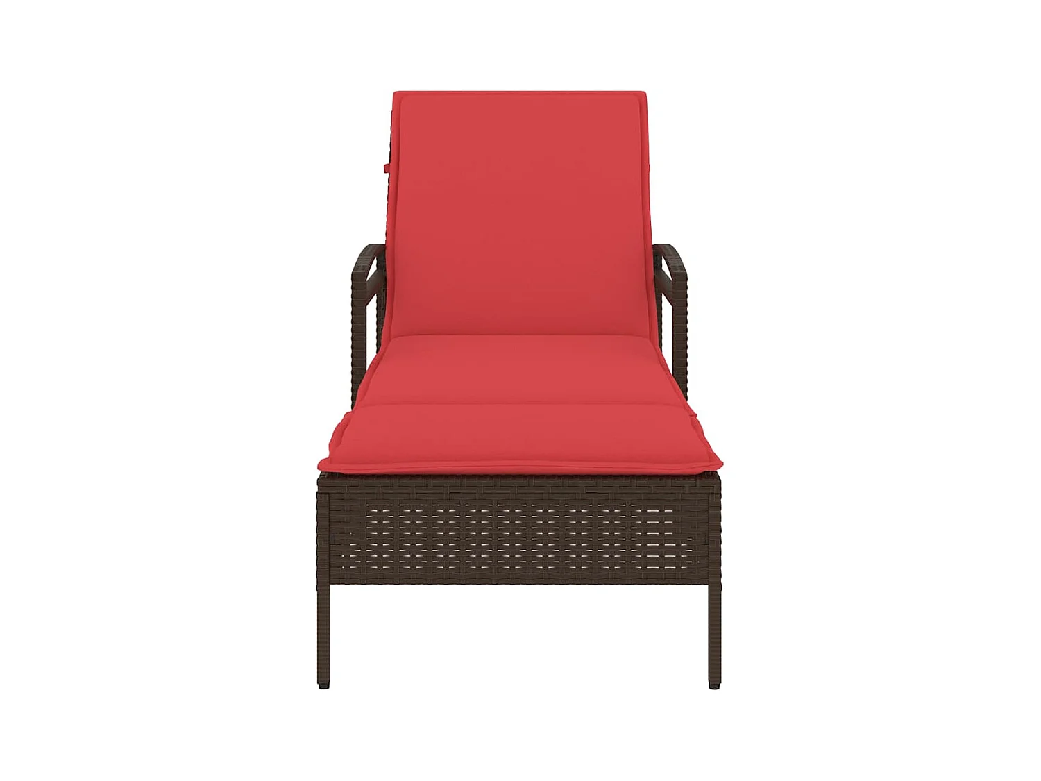 Chaise longue avec coussin marron 63x200x81 cm en poly rotin