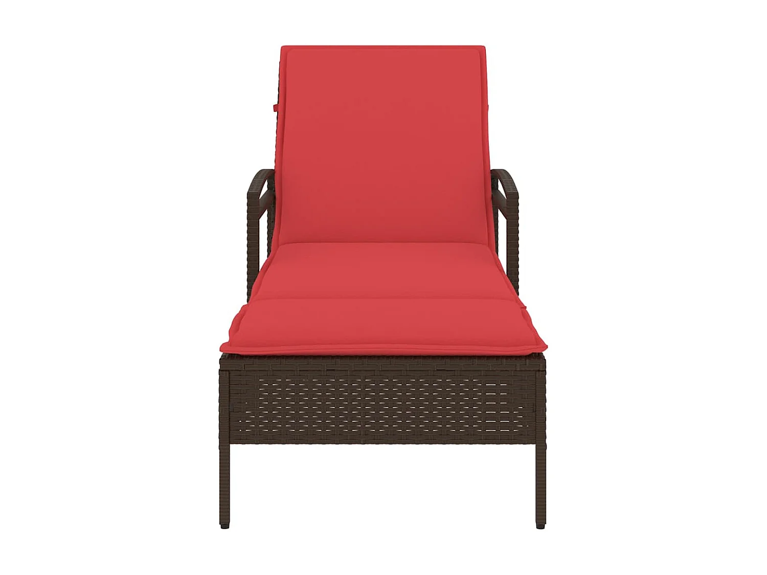 Chaise longue avec coussin marron 63x200x81 cm en poly rotin