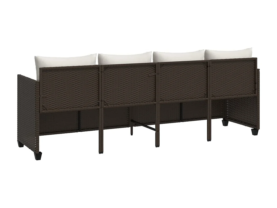 Chaise longue met bruine kunsthars rieten kussens