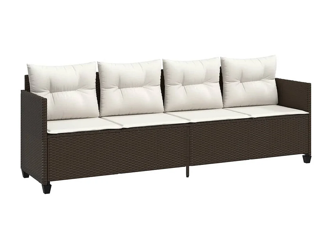 Chaise longue con cuscini in vimini di resina marrone