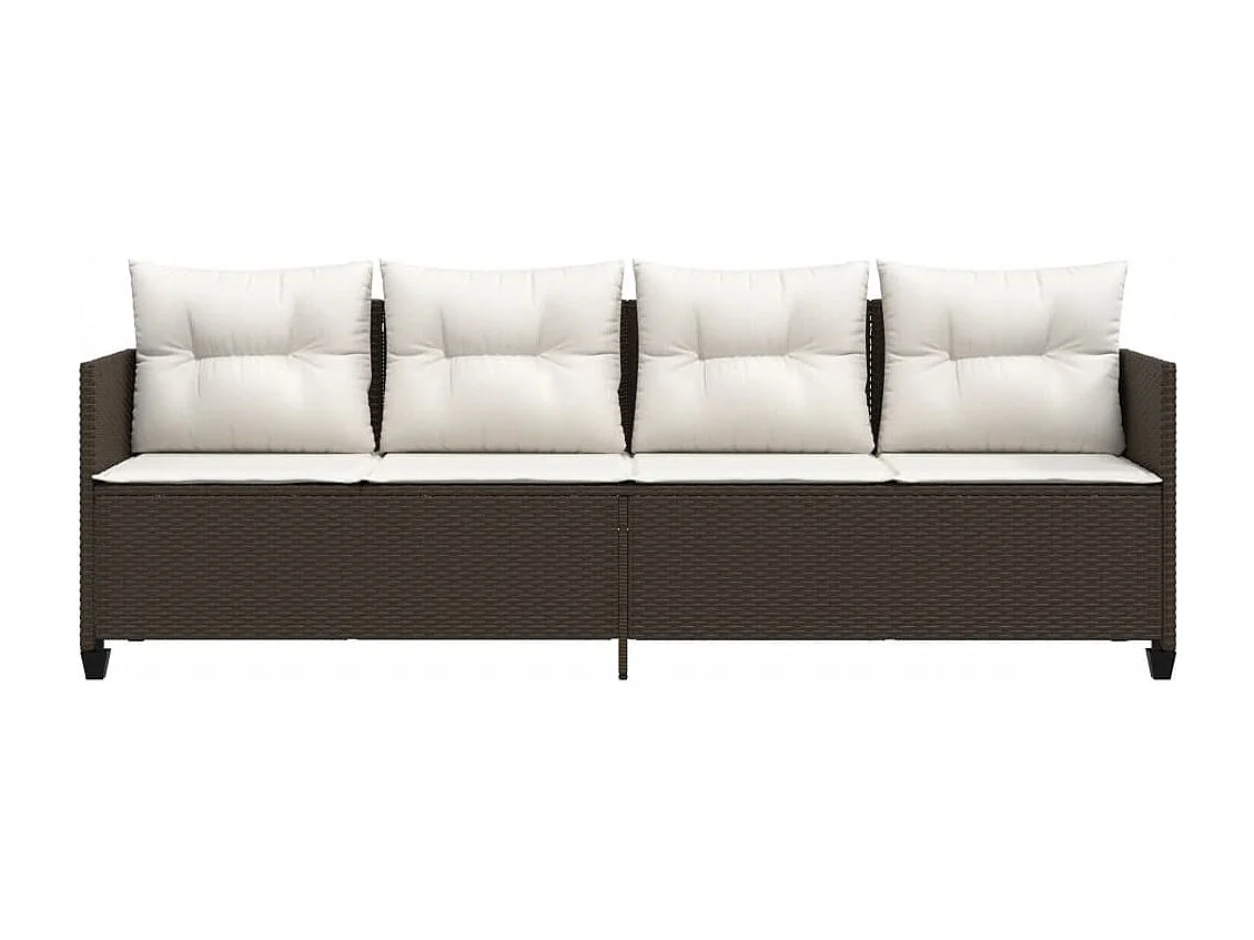 Chaise longue con cuscini in vimini di resina marrone