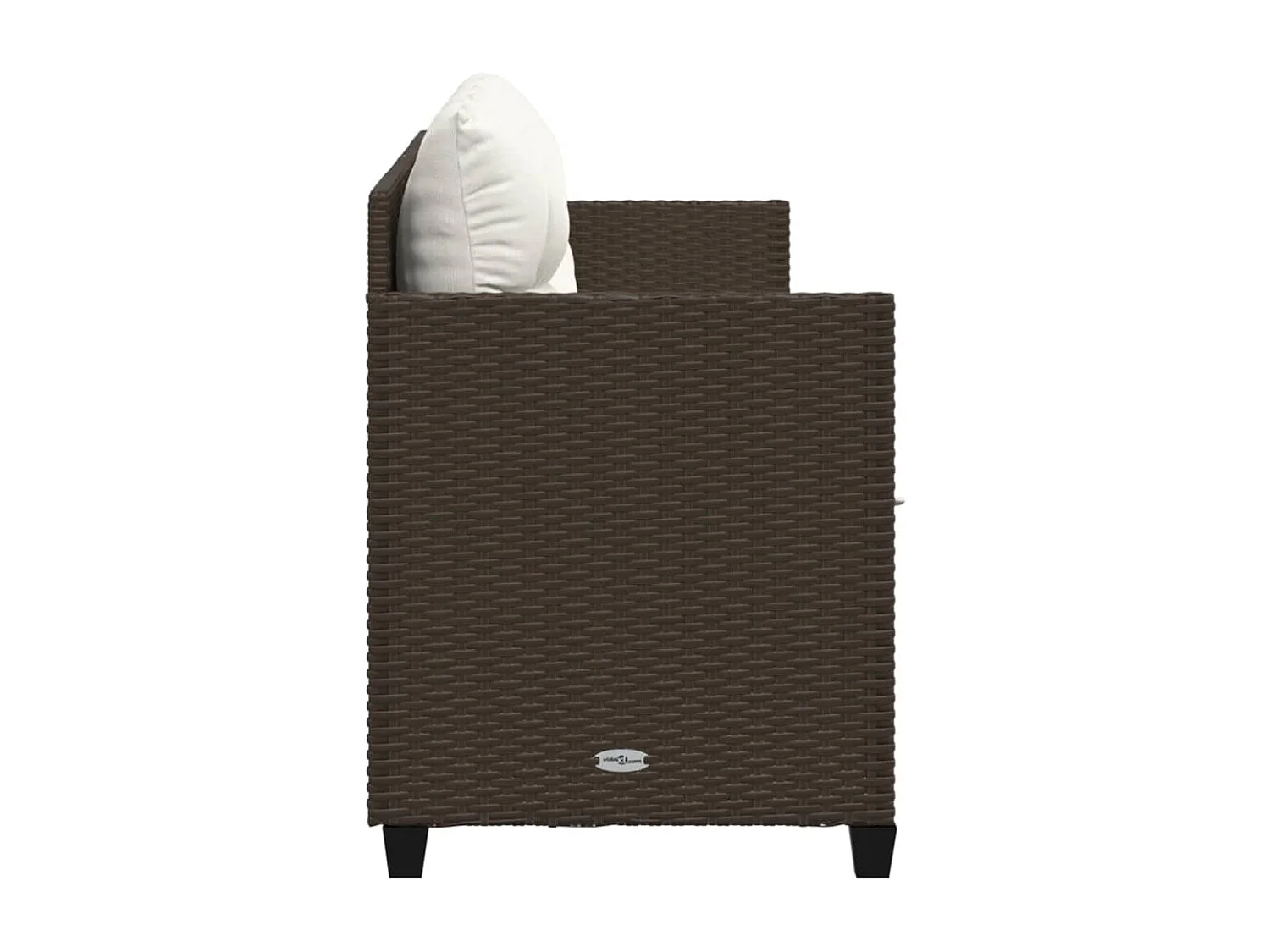 Chaise longue con cuscini in vimini di resina marrone