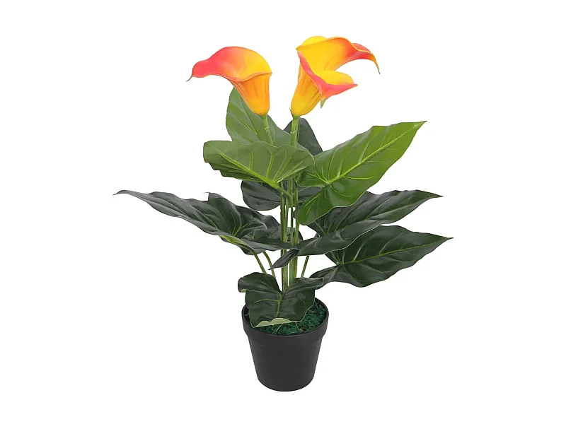 Pianta artificiale con vaso Calla Lily 45 cm Rosso e Giallo