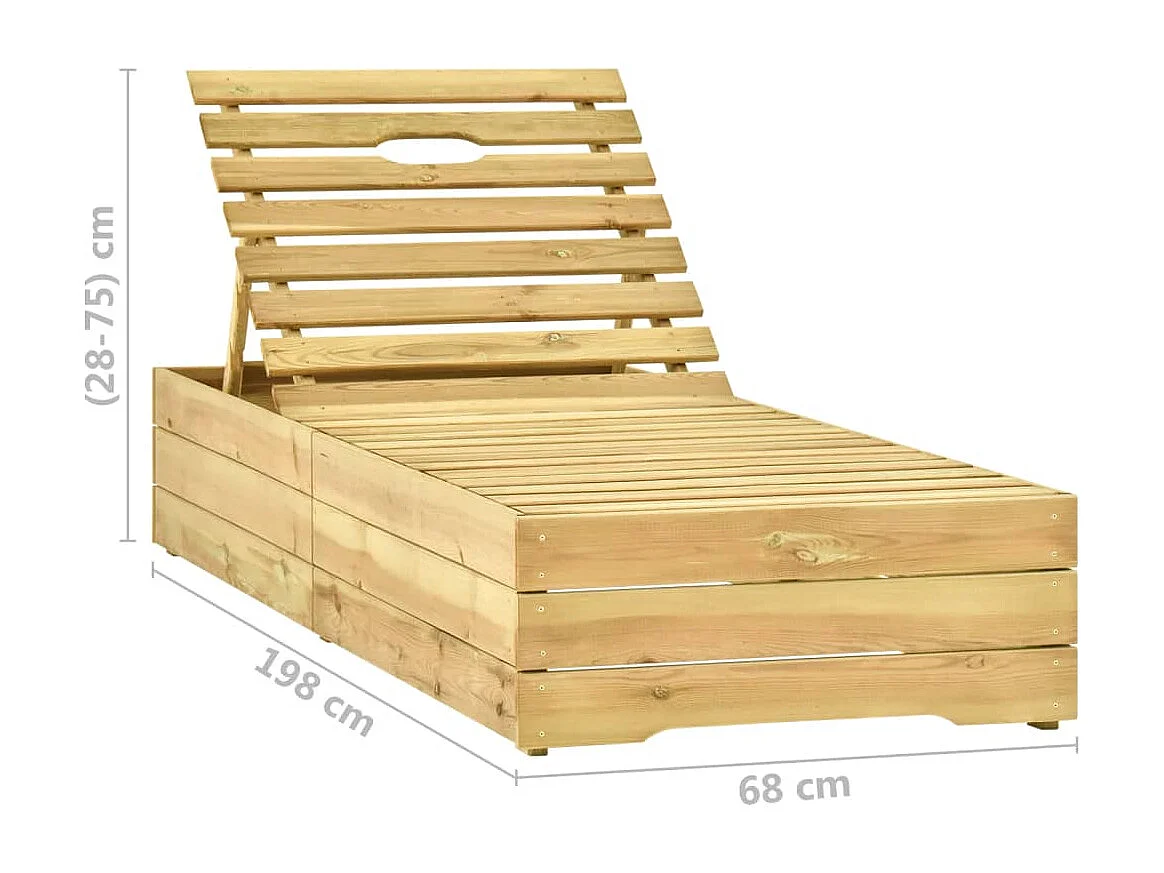 Tuinligstoel met tafel en kussen Geïmpregneerd grenen