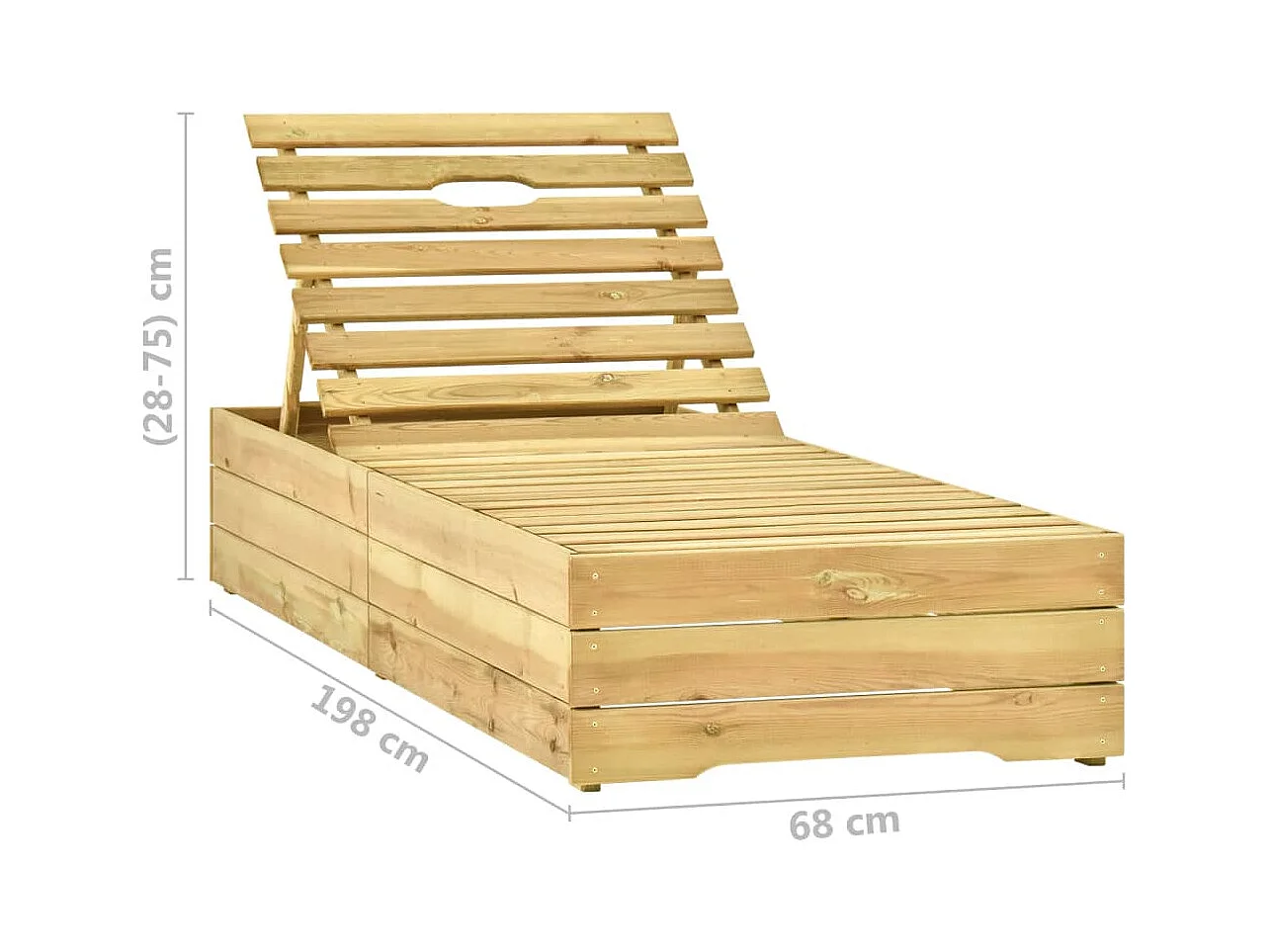 Chaise longue de jardin avec table et coussin Pin imprégné