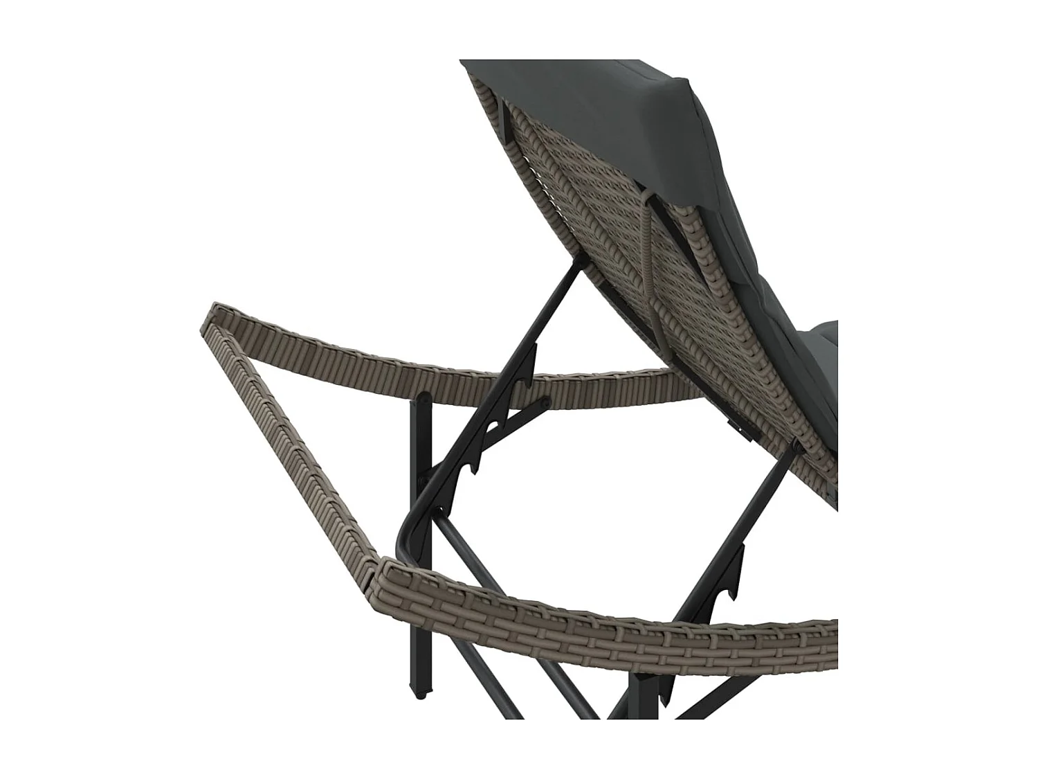 Chaise longue con cojín gris 55x199x50 cm resina tejida